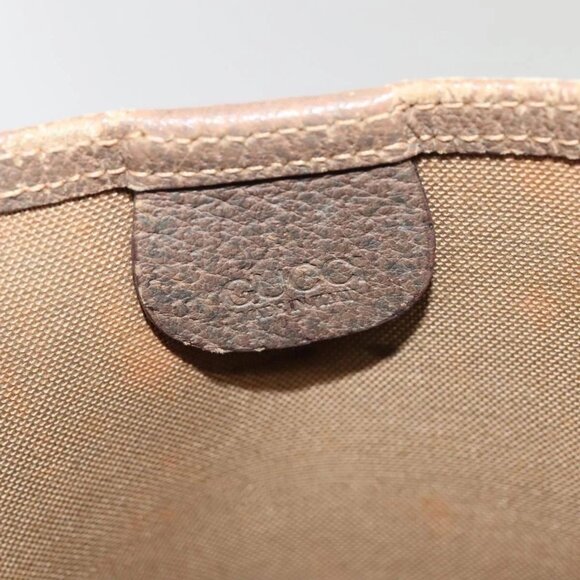 GUCCI GG Supreme Web Sherry Line Tote Bag PVC Leather Beige Auth 89625 - Picture 10 of 16